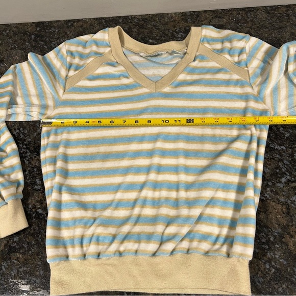 Vintage Calliope Velour Sweater 70s 80s Made in Korea Medium Striped Womens - Picture 5 of 7